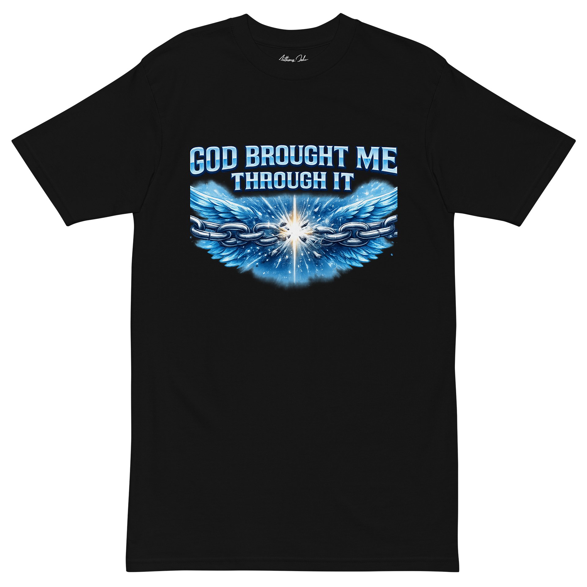 God Brought Me Through It Black Tee product image (2)