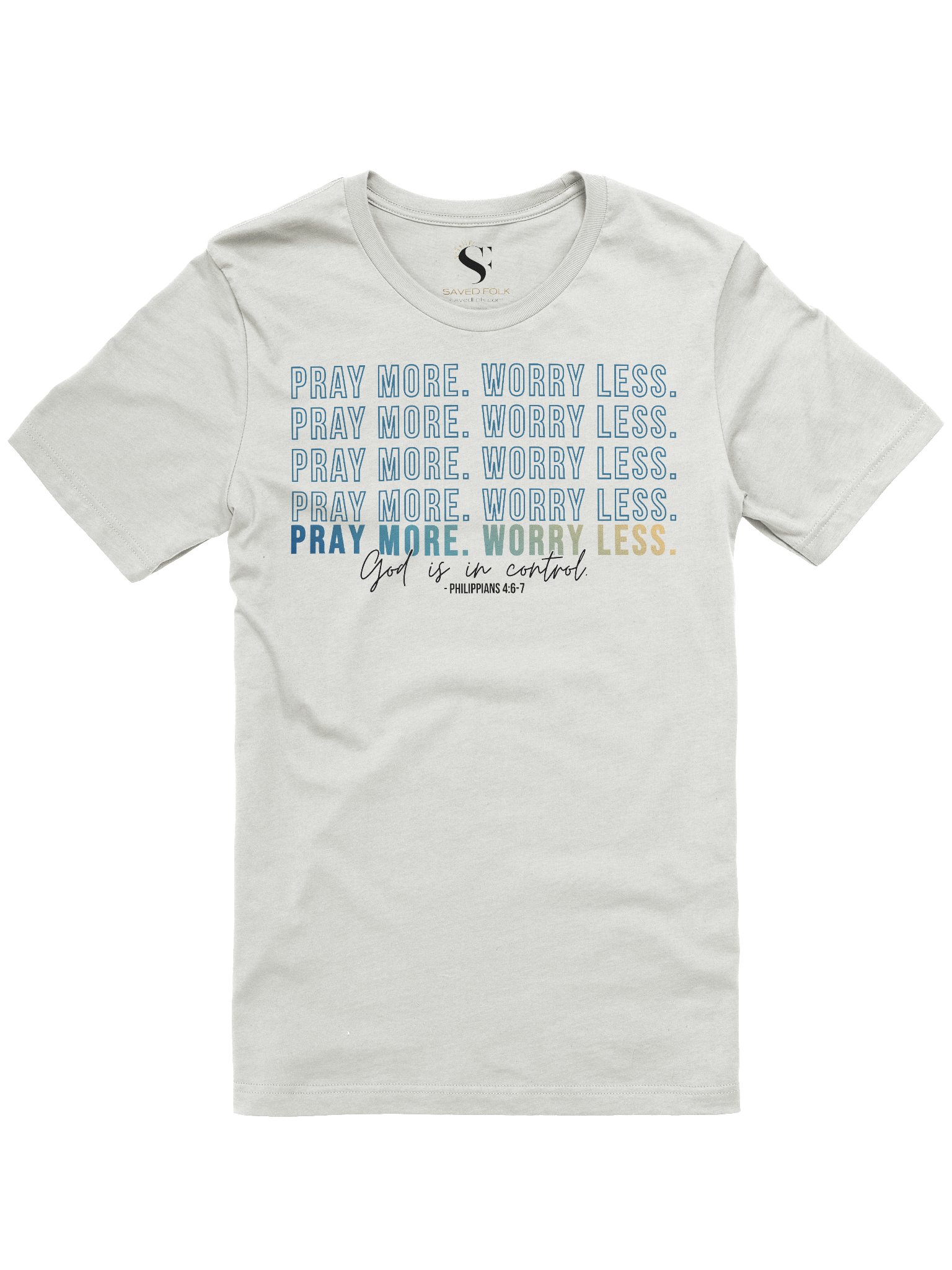Pray More Worry Less 2.0 - Unisex Tee - Teal Gradient - Light Colors product image (2)