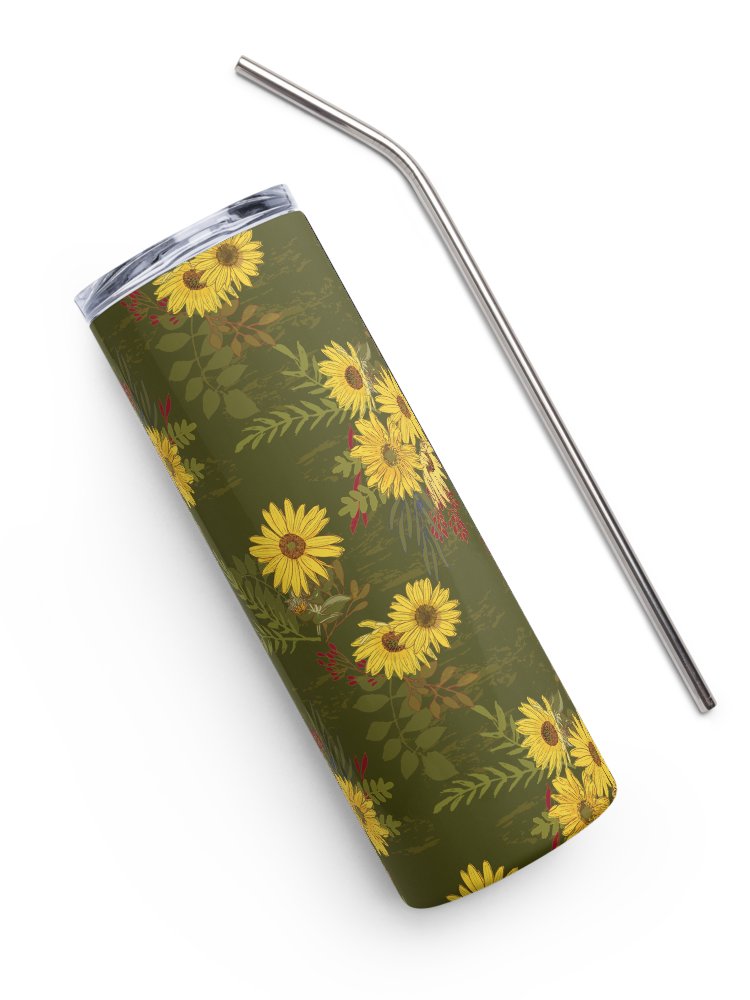 Helianthus Sunflower 20-ounce Stainless Steel Tumbler with Straw - Green product image (3)