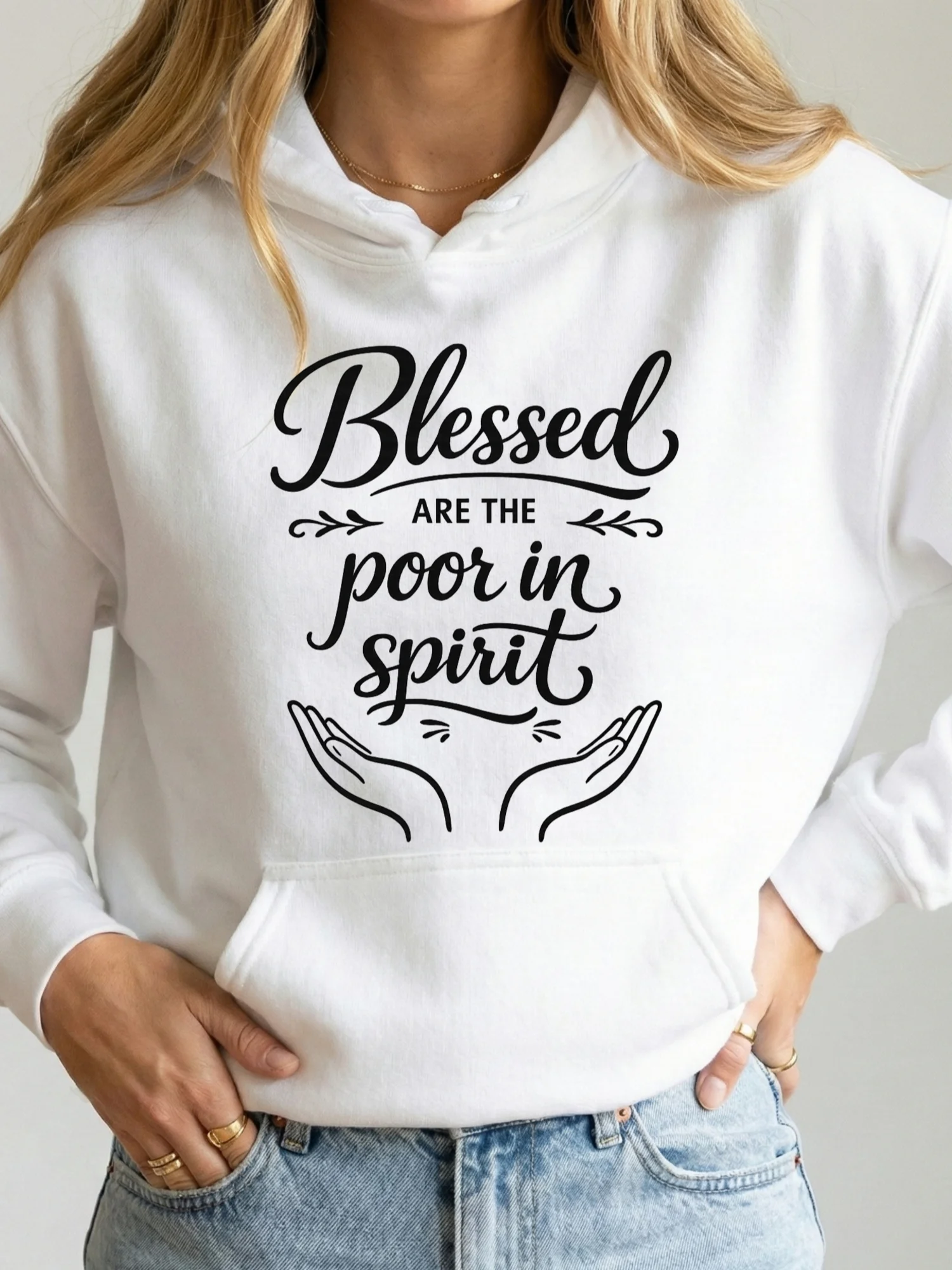 Blessed Are the Poor in Spirit Christian Hoodie | Matthew 5:3 Bible Verse | Minimalist Faith Apparel | Kingdom Life Co. product image (1)