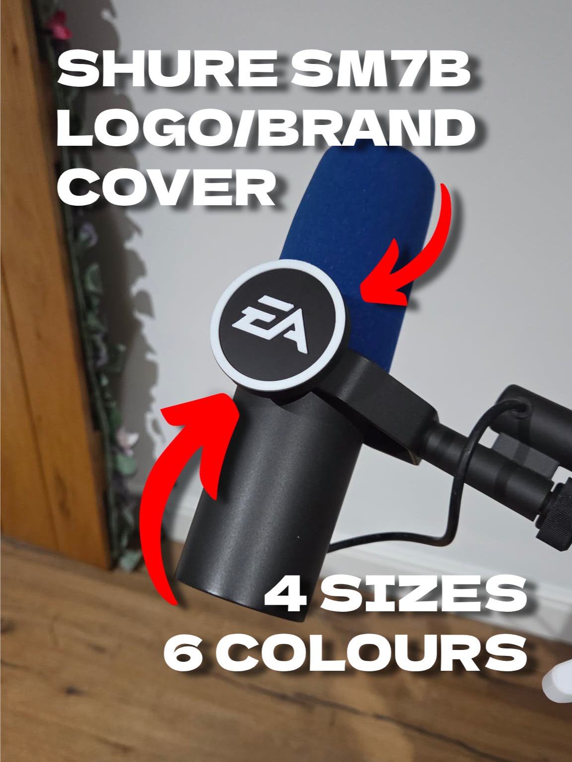 Shure SM7B Mic Flag - Custom Logo Badge Mount product image (2)