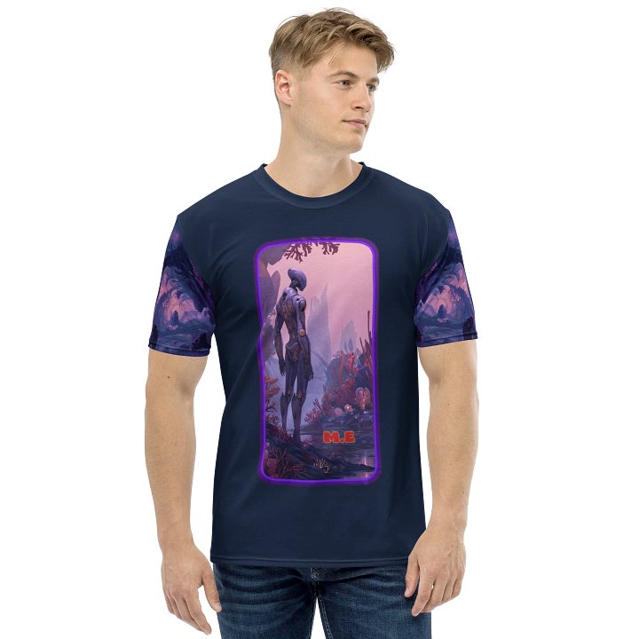 Alien Explorer Men’s Graphic Tee | Futuristic Sci-Fi All-Over Print T-Shirt product image (2)