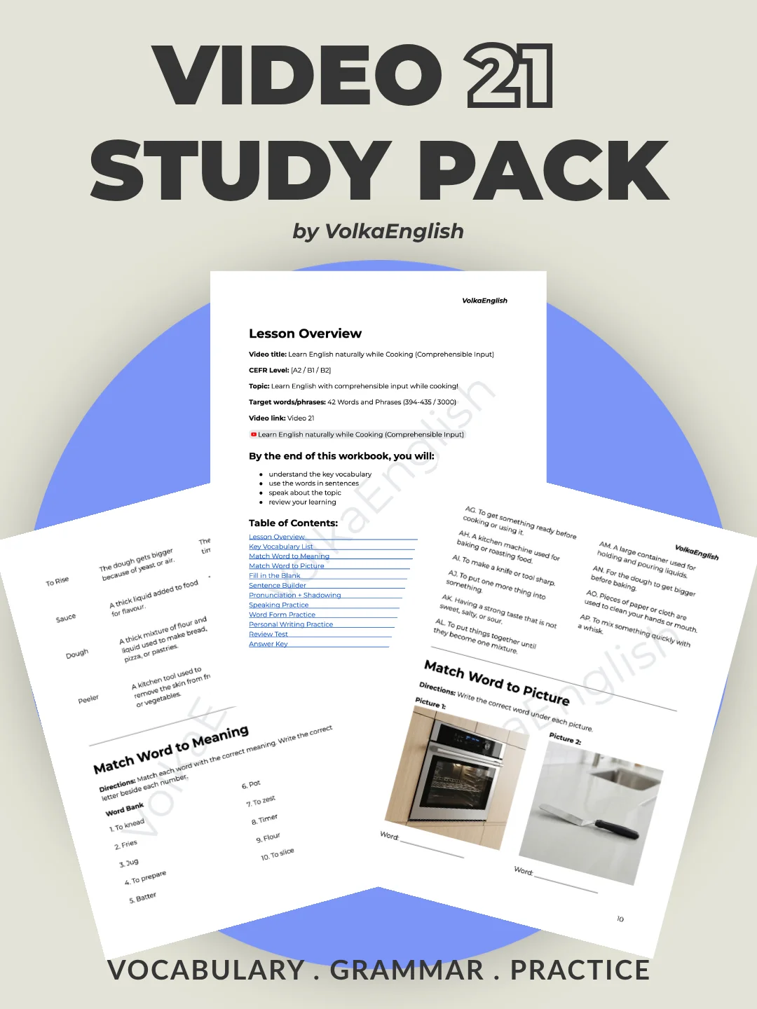 Learn English naturally while Cooking (Comprehensible Input) - Video 21 Study Pack product image (1)