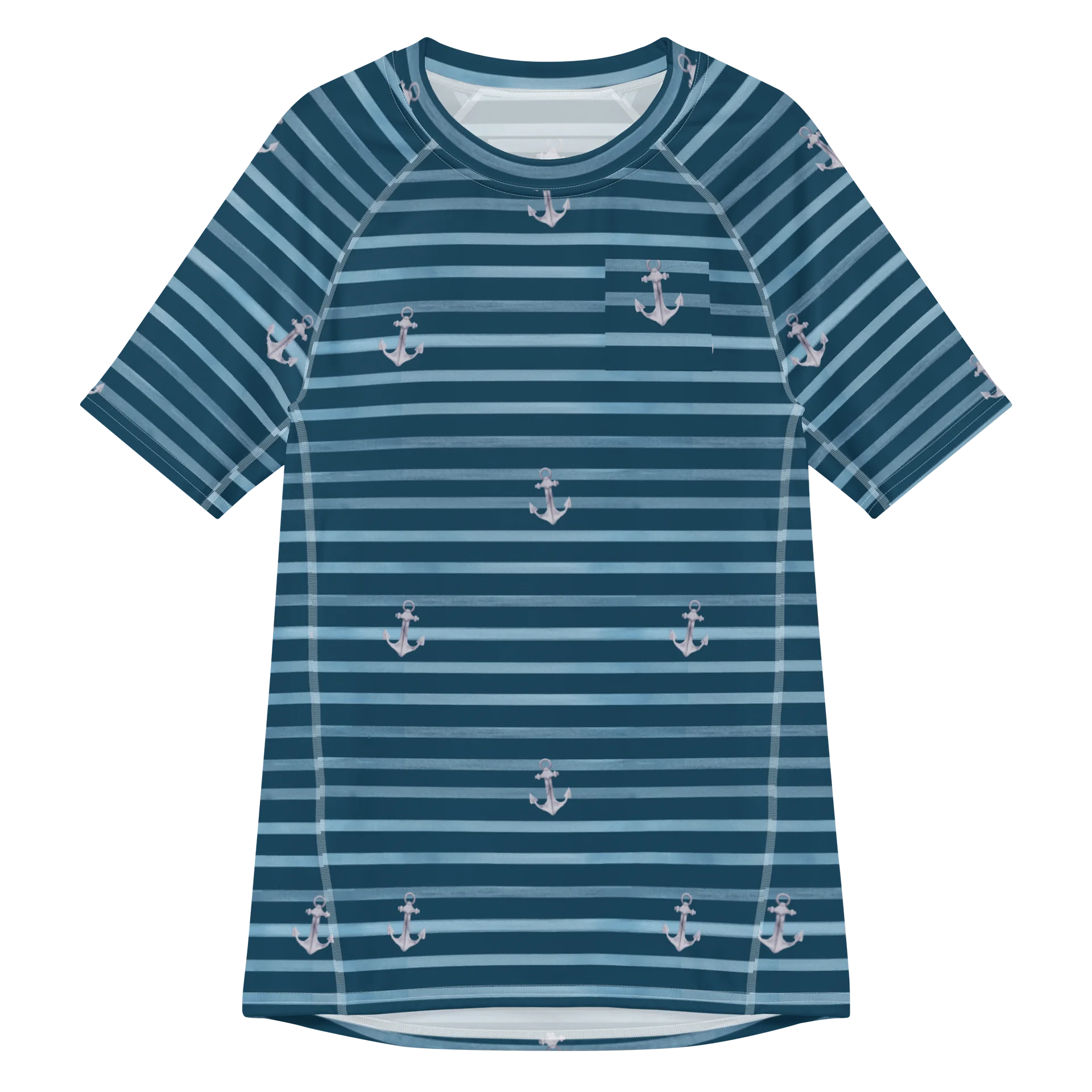 Nautical Men's Rash Guard in Maritime Stripes Pattern product image (1)