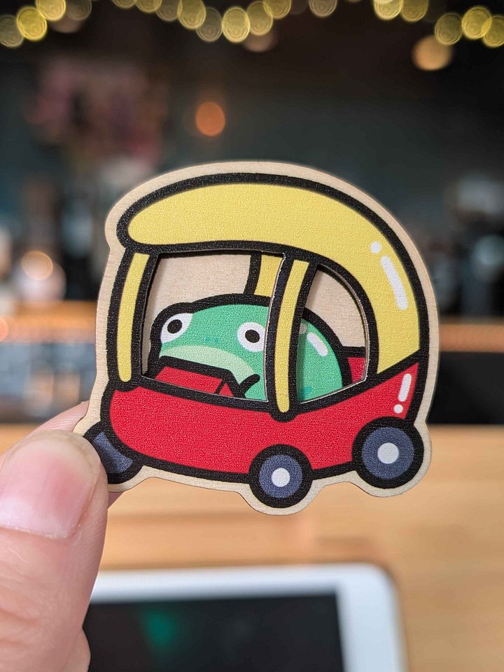 Froggy Car Wooden Pin product image (1)