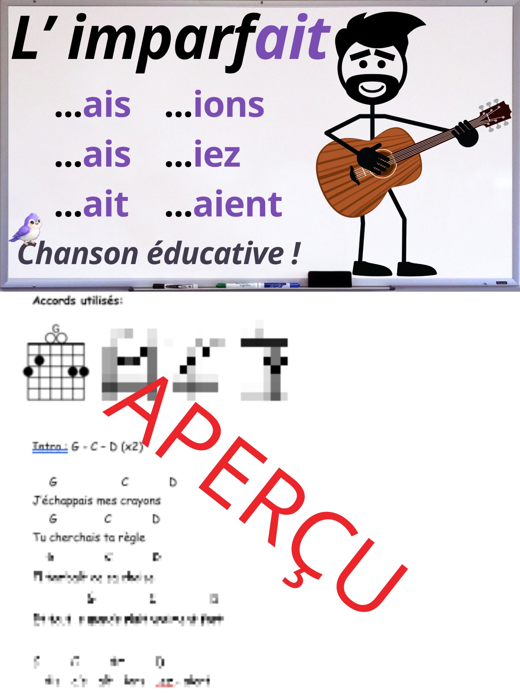 Les terminaisons de l'imparfait - Accords de guitare product image (1)
