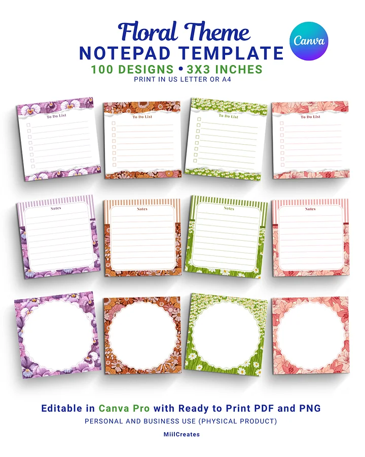 Floral Notepad Template (100 Designs) product image (1)