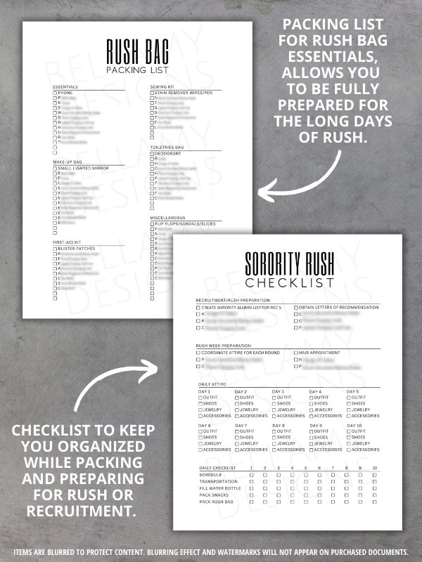 Sorority Recruitment Organizer, Sorority Rush Organizer, Rush Week Planner Checklist product image (3)