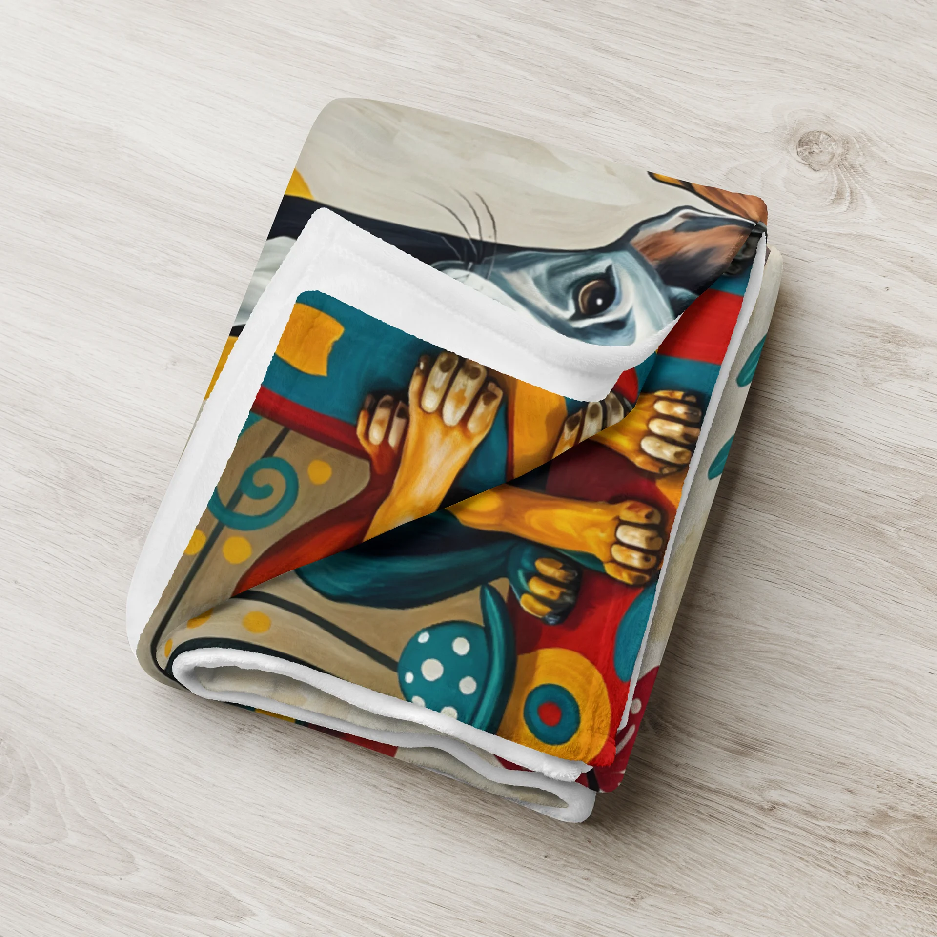 Three Good Dogs – Colorful Folk Art Throw Blanket product image (4)