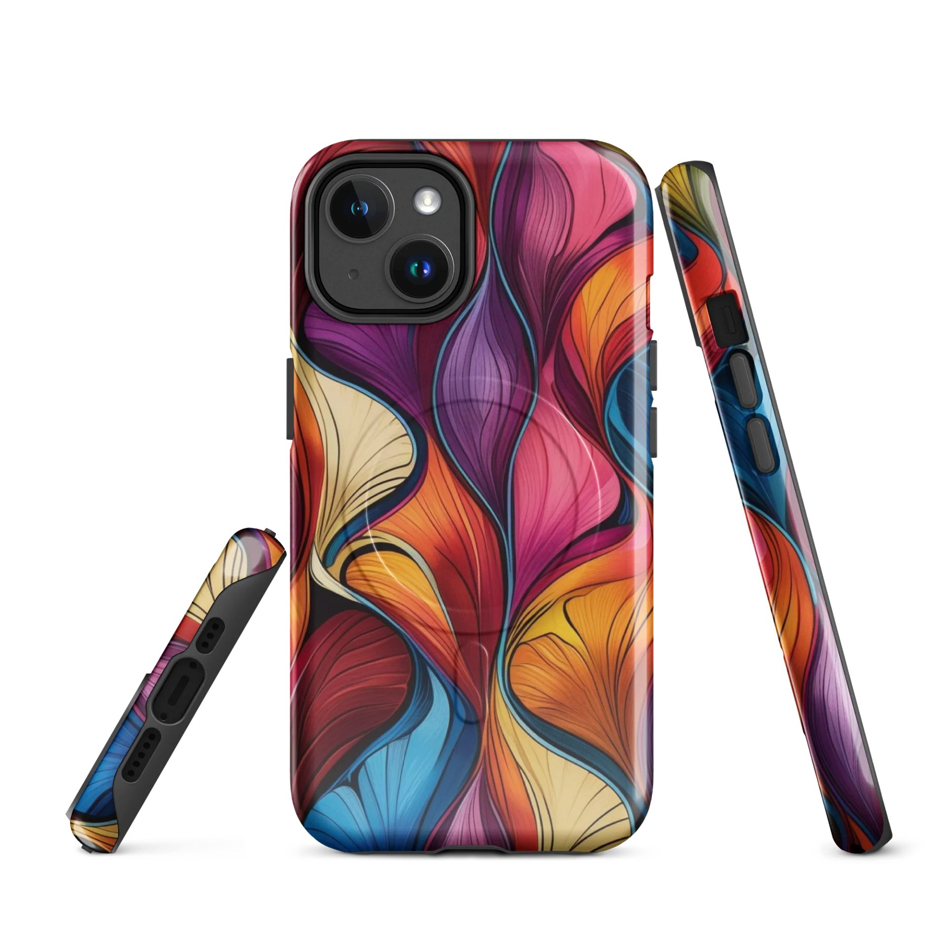 Vibrant Leaf Wave Tough Magnetic MagSafe® iPhone® 14, iPhone 15, iPhone 16, iPhone 17, Pro, Pro Max, Plus Cases. product image (1)
