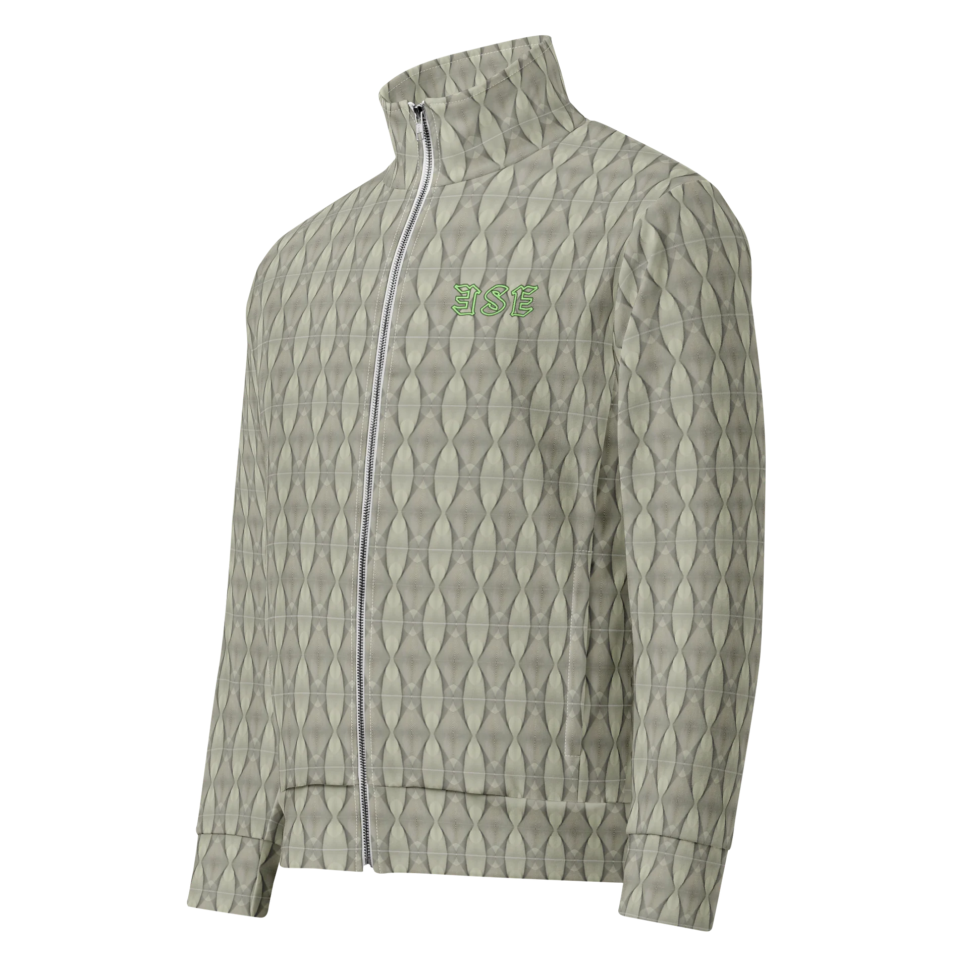 Adventure-Ready Recycled Track Jacket Sage Texture: Symmetrisches Blättermuster product image (3)