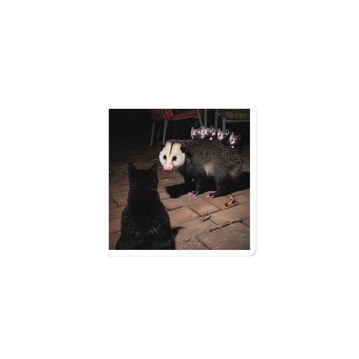 Cat meets opossum family Magnet product image (1)
