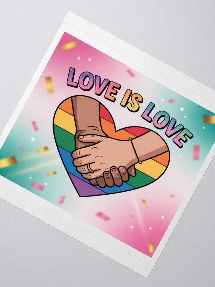 Love Is Love Pride Sticker - Rainbow Heart with Interlocking Hands Design product image (6)