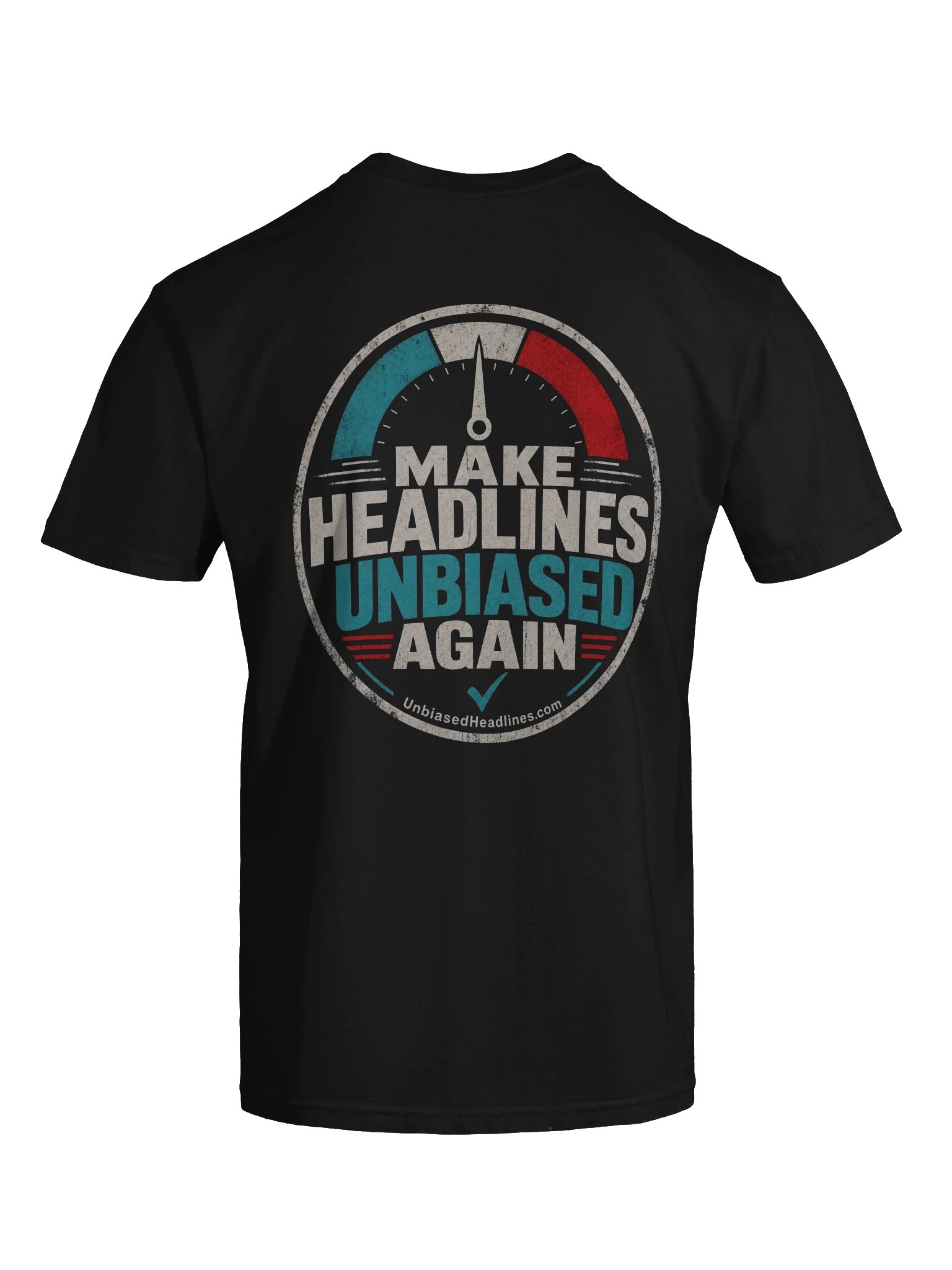 Make Headlines Unbiased Again Tee - Back Print with Pocket Logo product image (7)