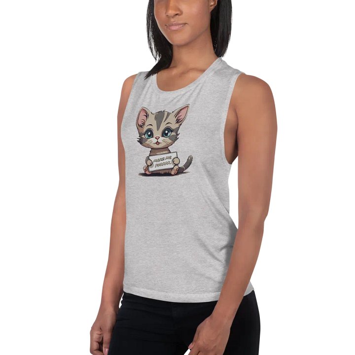 Make me Purrrr flowy muscle tank with cute flirty kitty product image (10)