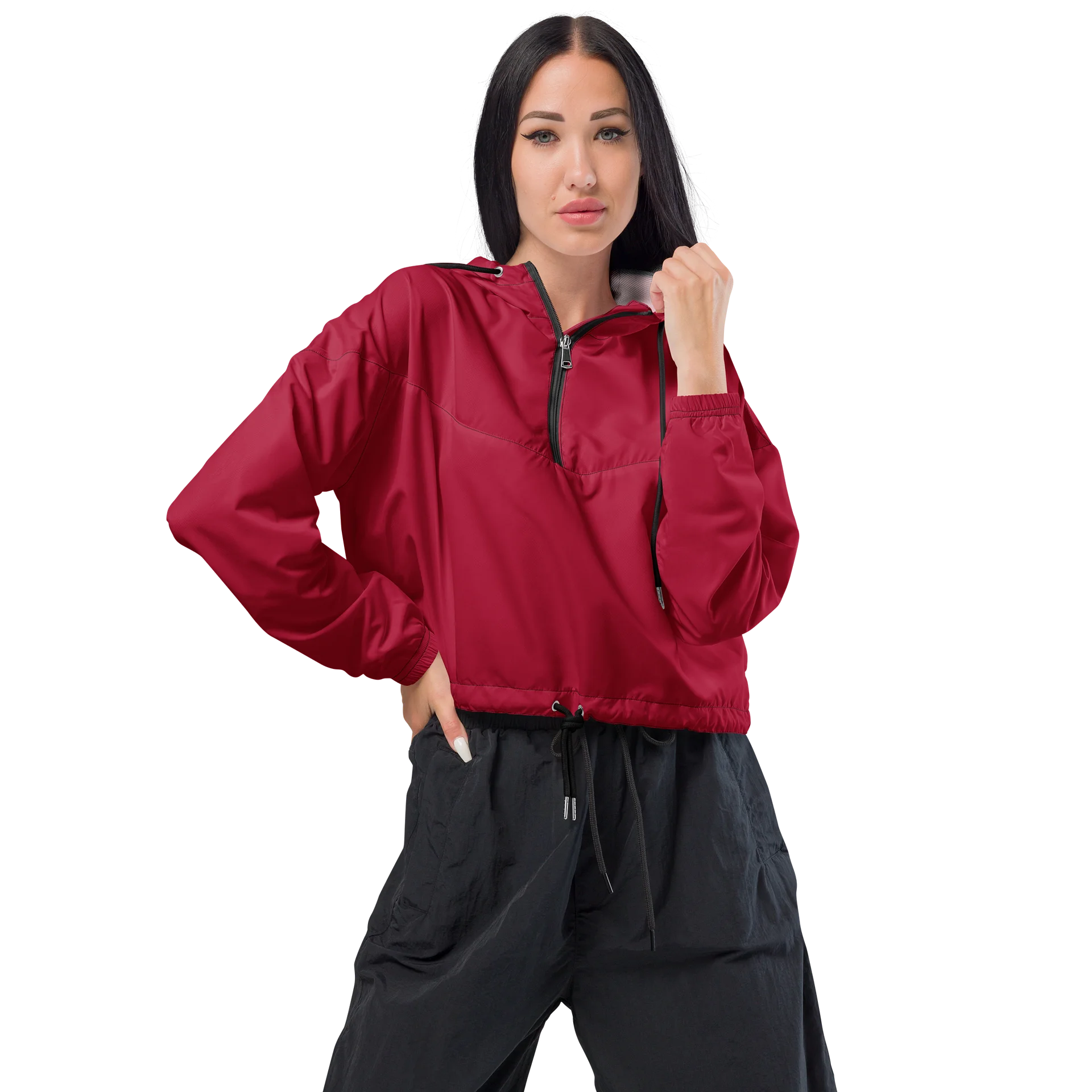 Maroon Minimalist Cropped Windbreaker product image (1)