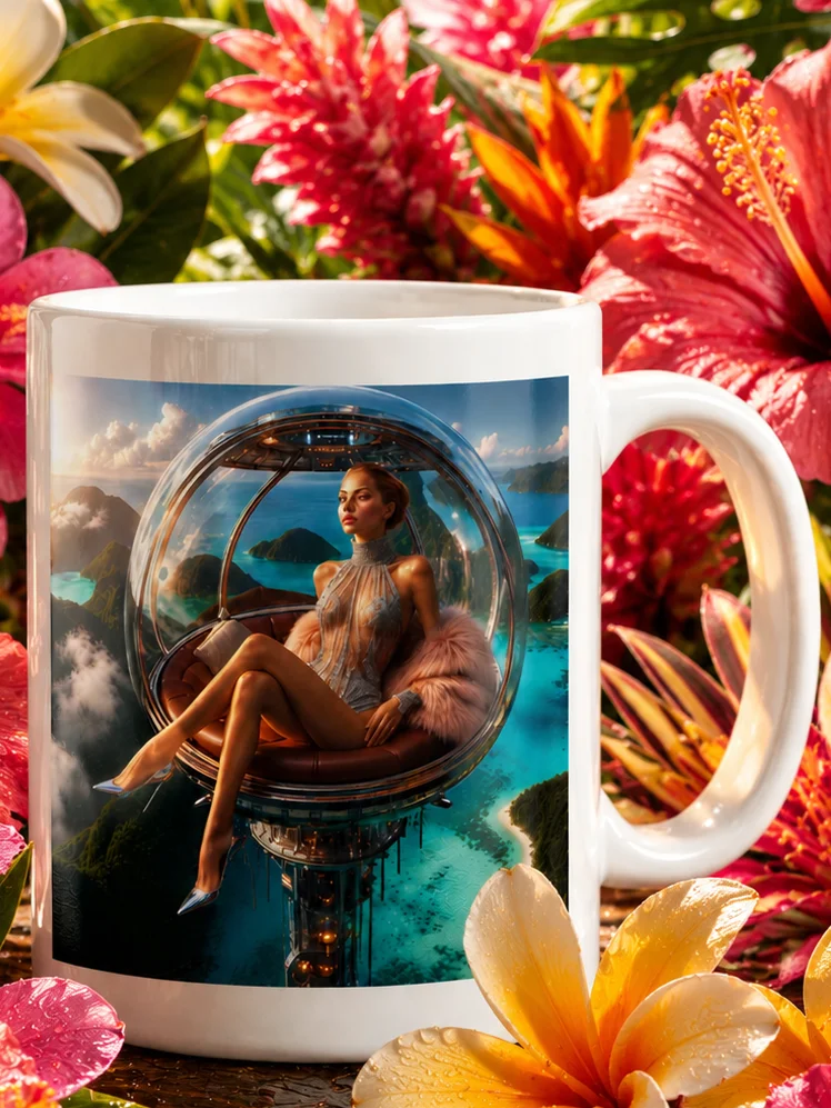 Cyberpunk Sky Pod Mug | Futuristic Boss Babe Mug | Luxury Manifestation Coffee Cup product image (1)