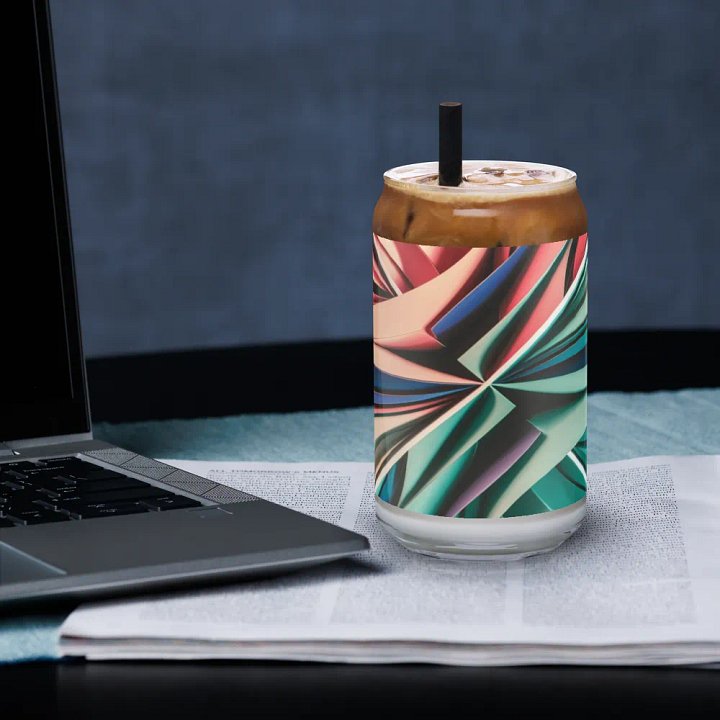 Graphic Grove Can-Shaped Glass - Vibrant Geometric Design, 16oz product image (1)