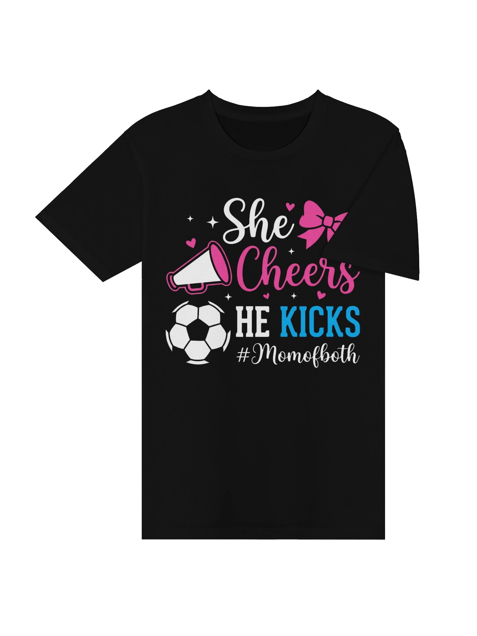 She Cheers He Kicks Mom of Both Cheer and Soccer Mom T-Shirt product image (4)