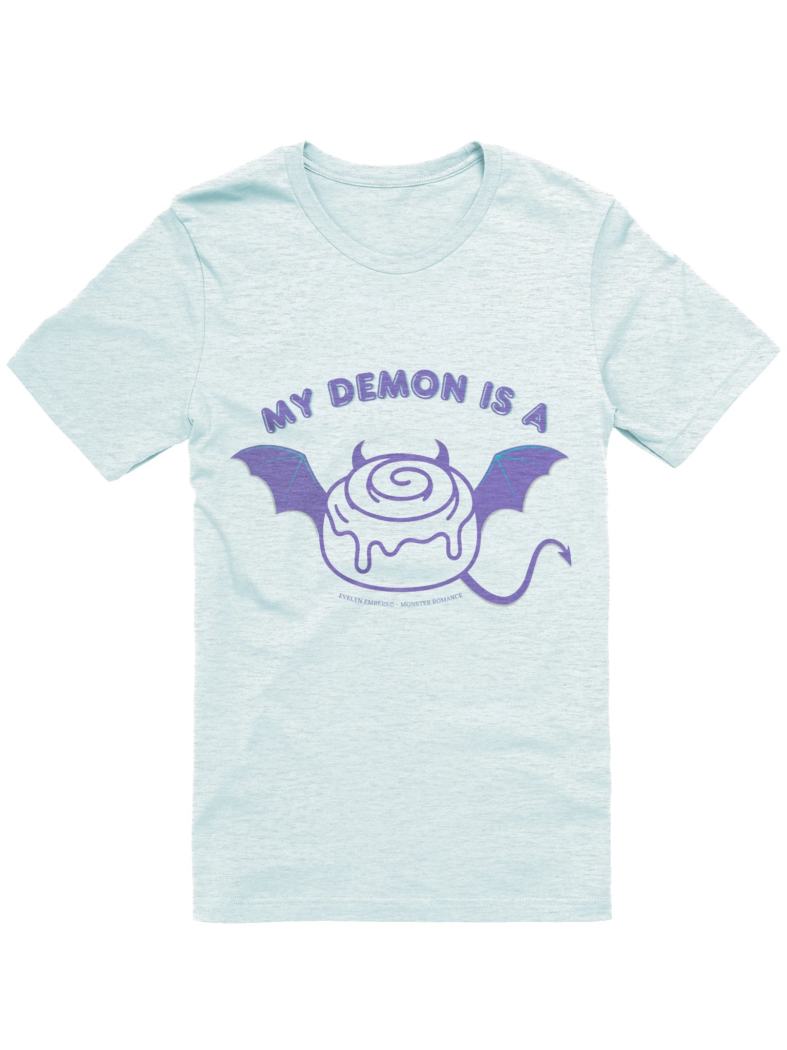 "My Demon is a Cinnamon Roll" Bella+Canvas T-Shirt - lilac text on light colors product image (6)