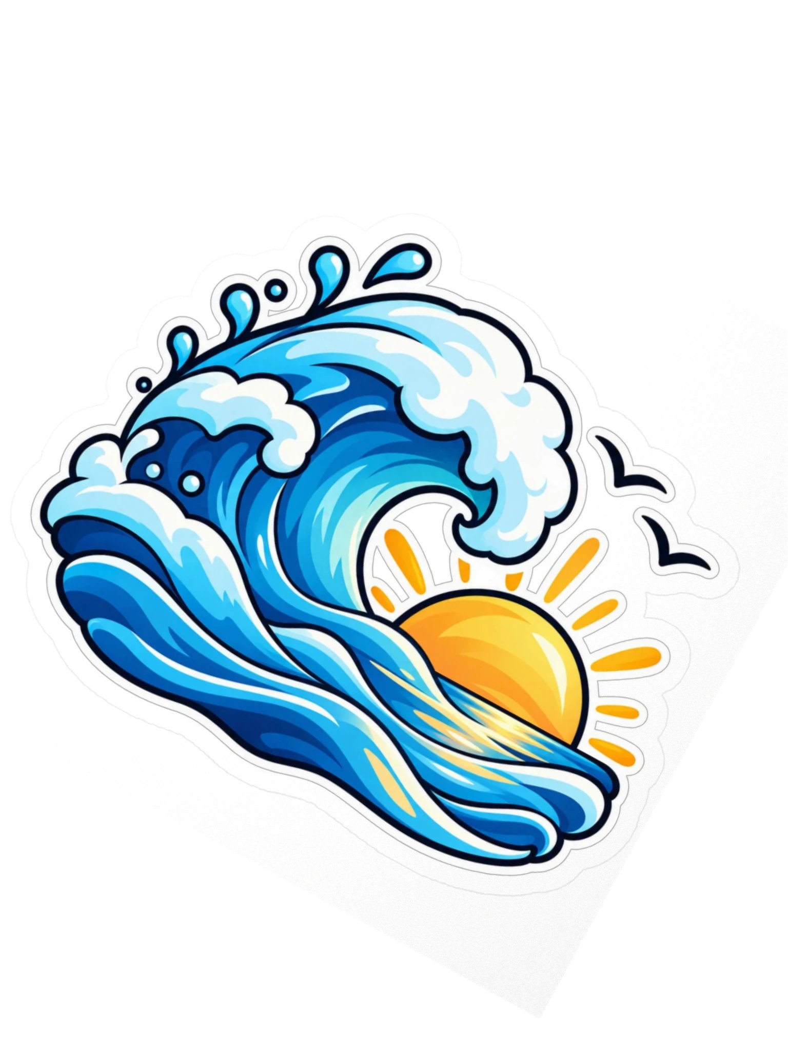 Ocean Wave Water Bottle Sticker | Beach Sunrise Vinyl Decal product image (2)