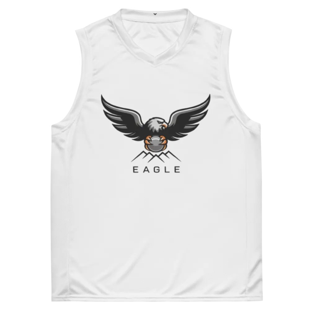 Eagle Recycled Unisex Basketball Jersey - White with Bold Eagle Design product image (2)