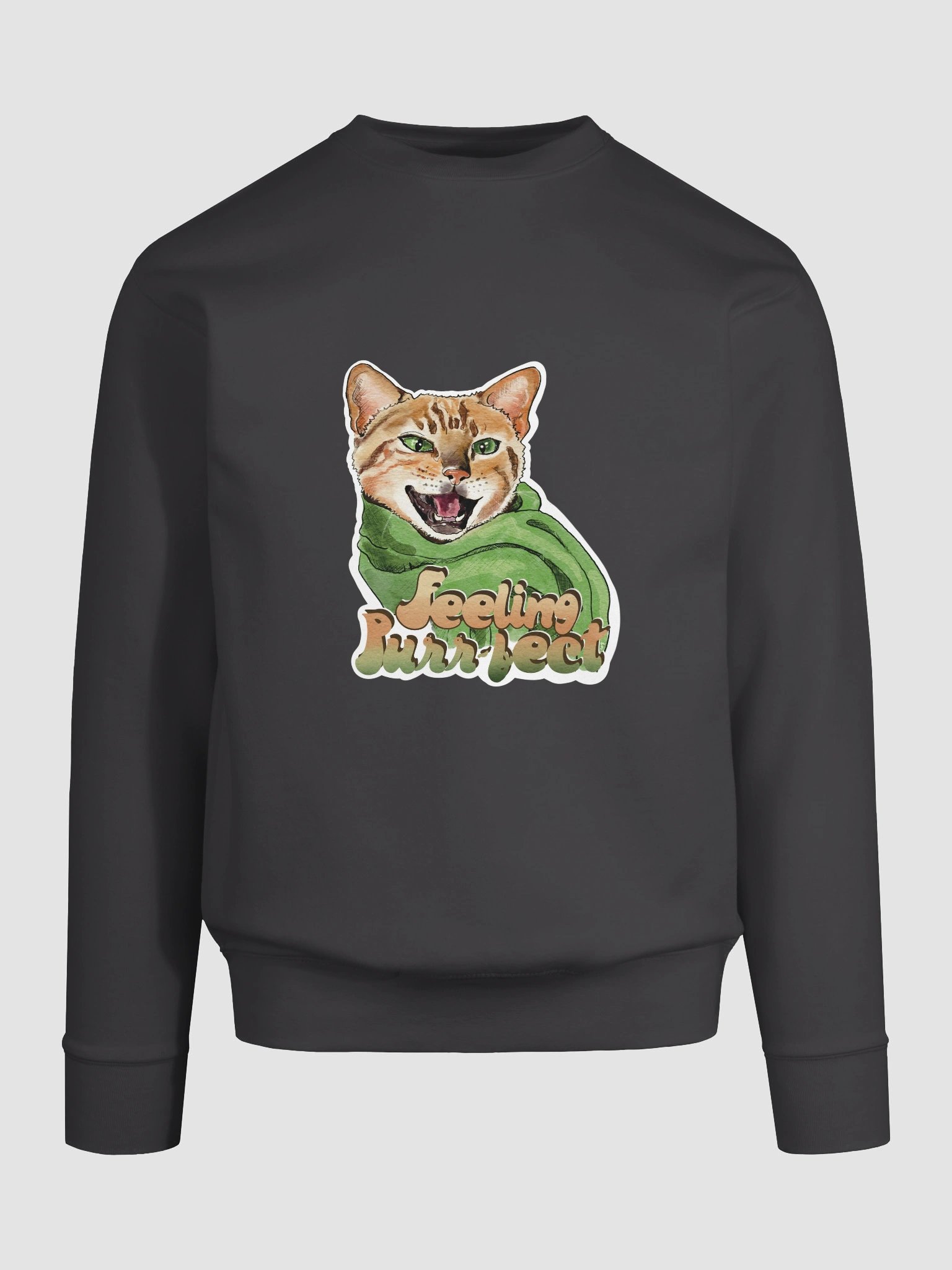 Feeling Purr-fect Cat with a scarf Sweatshirt All colors - Large Print product image (6)