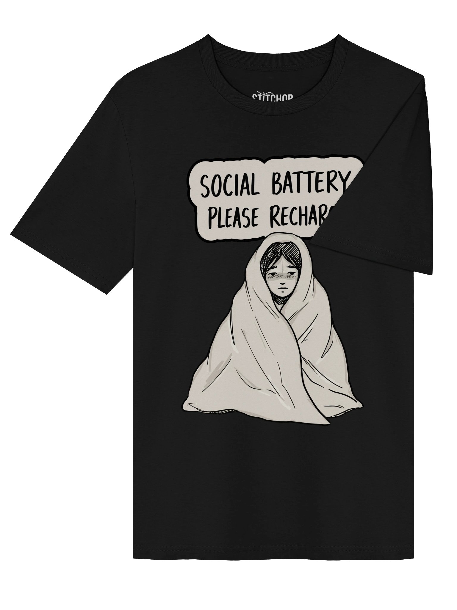 Social Battery Please Recharge – Funny Introvert Humor - Unisex Organic T-Shirt product image (7)