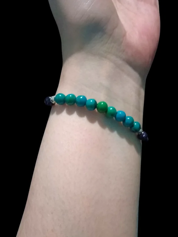 Chrysocolla Beaded Bracelet for Manifesting | Handmade, Celestial, Intentional | "Cosmic Spark" product image (3)