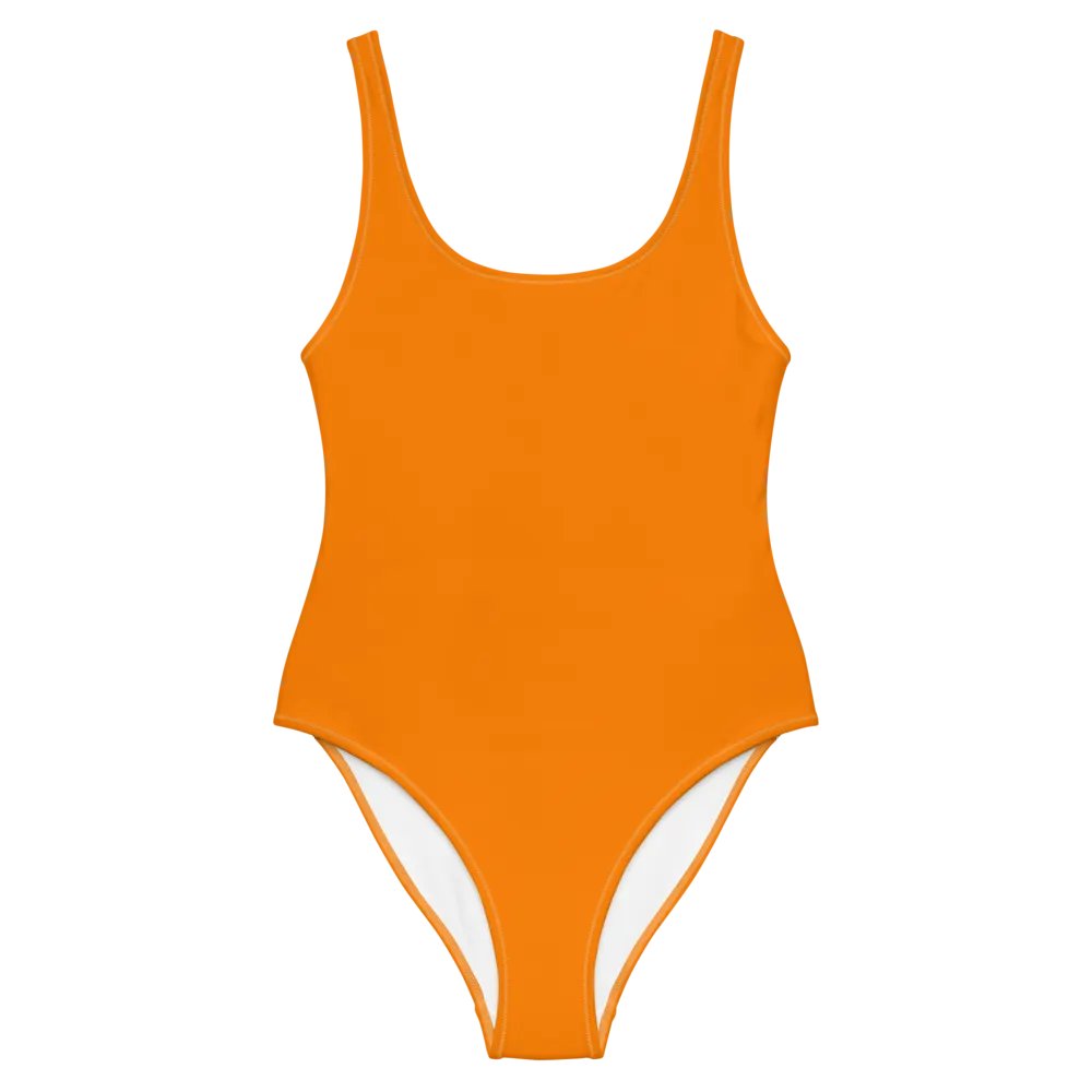 Plain Color Orange One-Piece Swimsuit product image (7)