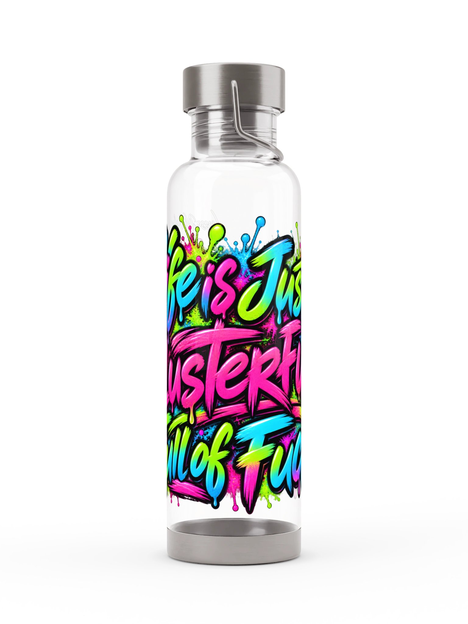 Neon Clusterfuck Graffiti Sports Bottle product image (1)