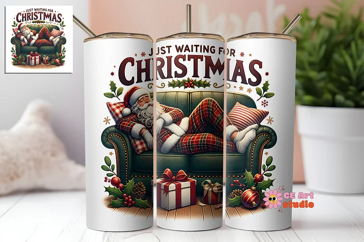 Just Waiting For Christmas Tumbler Wrap PNG product image (1)