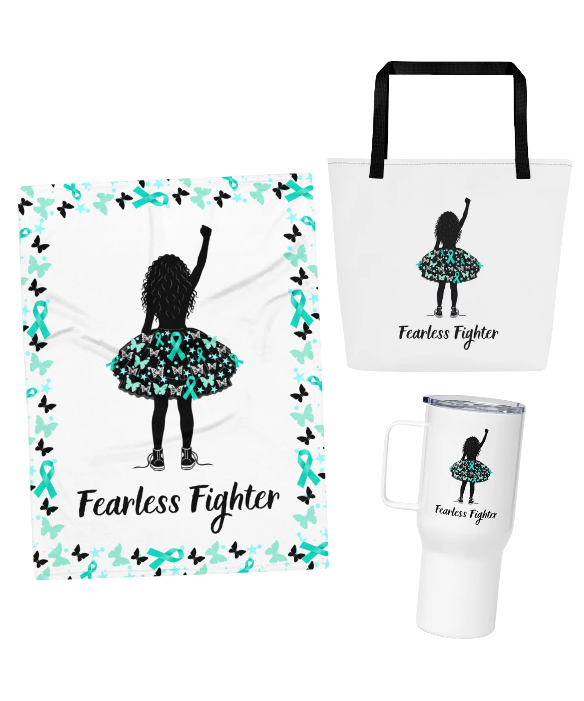 Ovarian Cancer - Fearless Fighter Blanket, Travel Mug & Tote Bag product image (1)