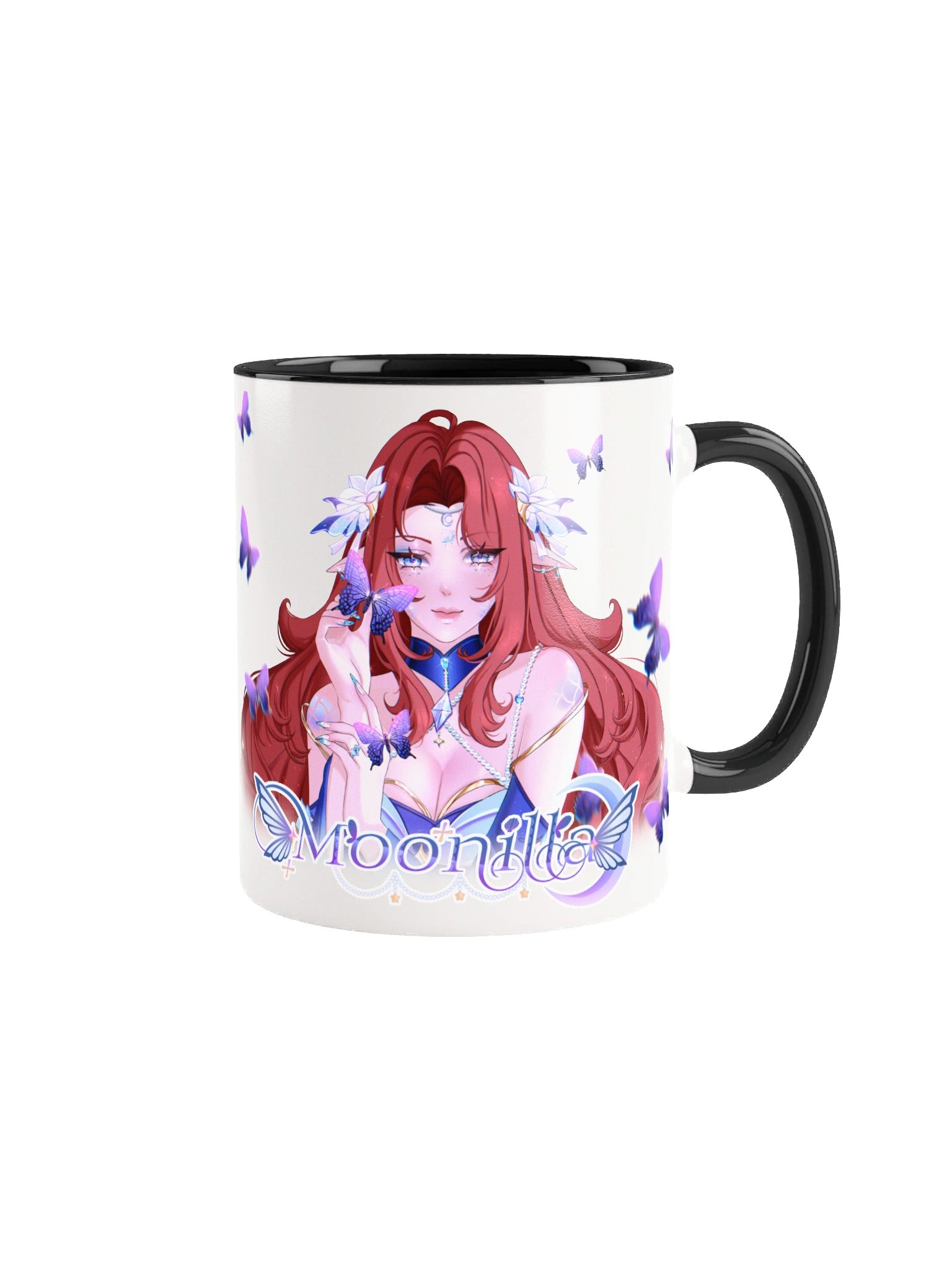 Moon Mermaid Butterfly Dream Mug (Colored Inside, Left Handed) product image (7)