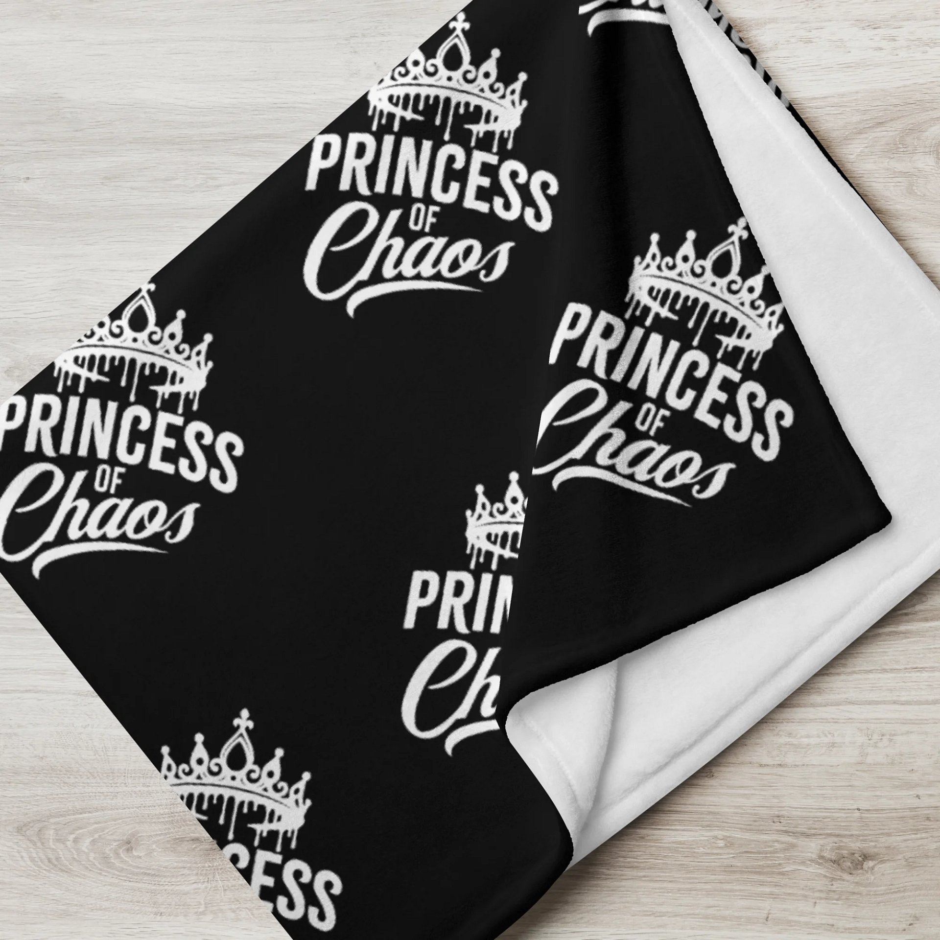 Princess of Chaos Tiara Throw Blanket (Black & White) product image (3)