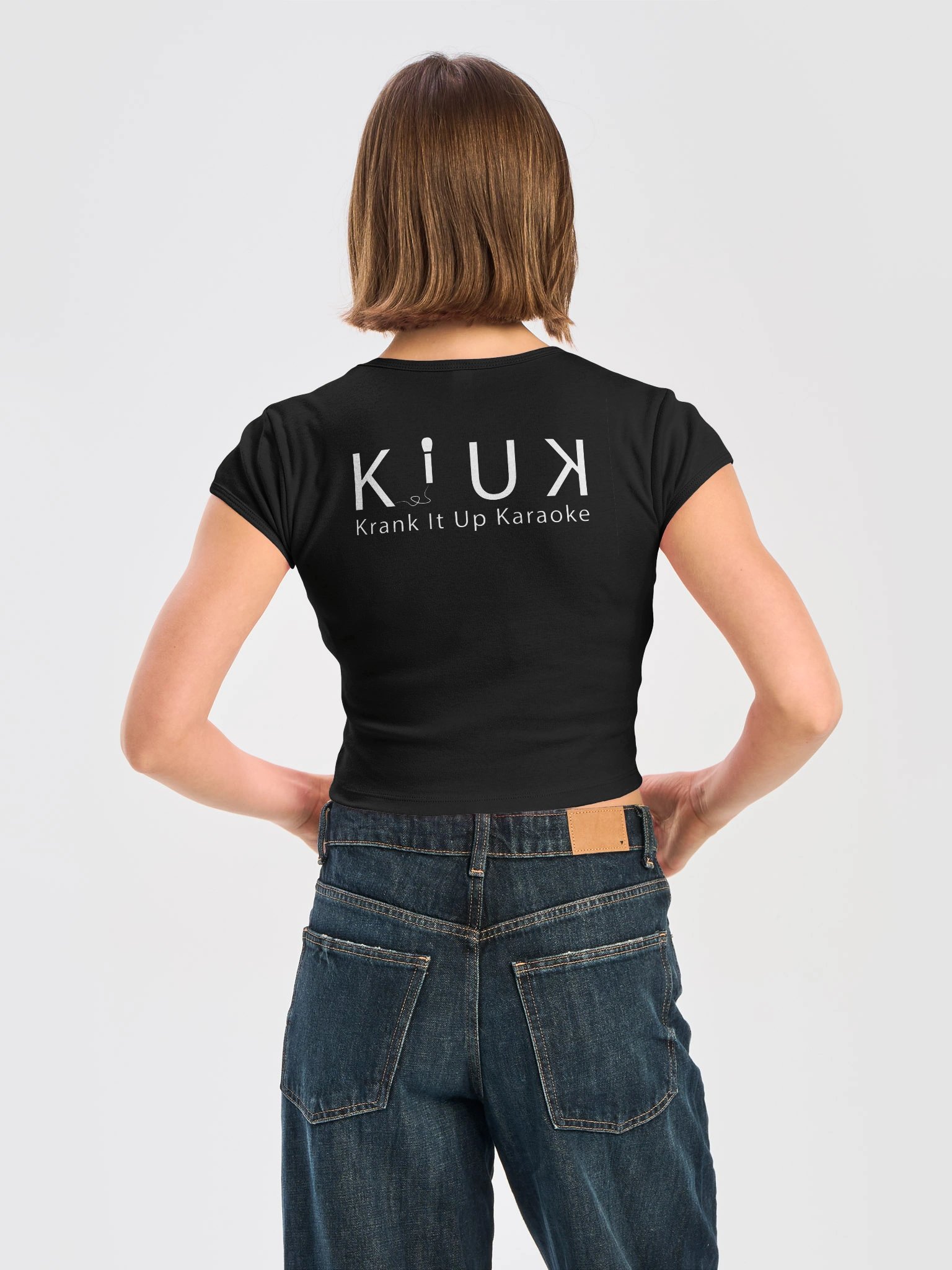 KIUK Large Cyan Logo LA Apparel Womens Ribbed Baby Tee Crop Top - White Word Logo product image (4)