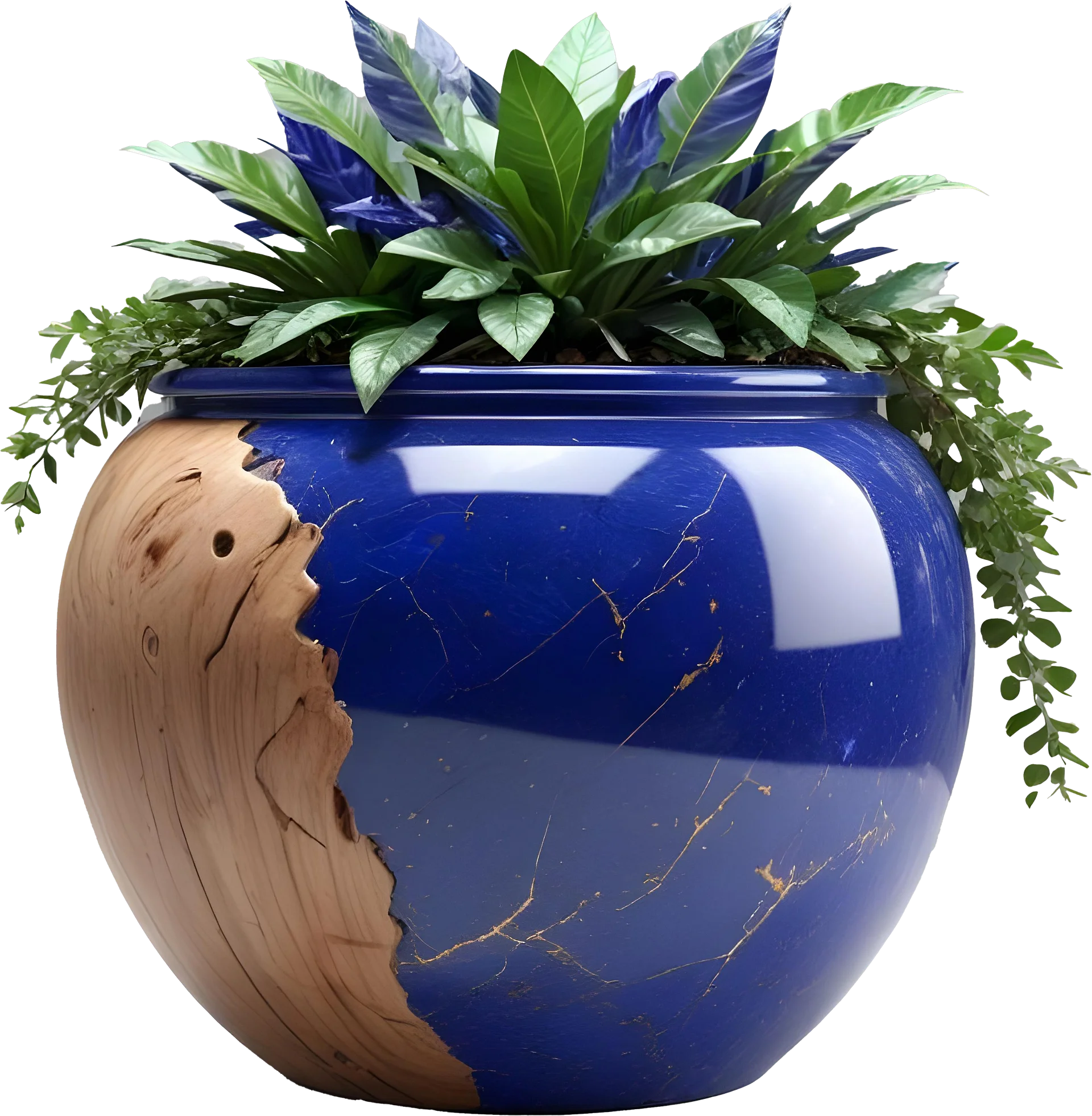 Wood & Lapis Elegance – Vase PNG product image (1)