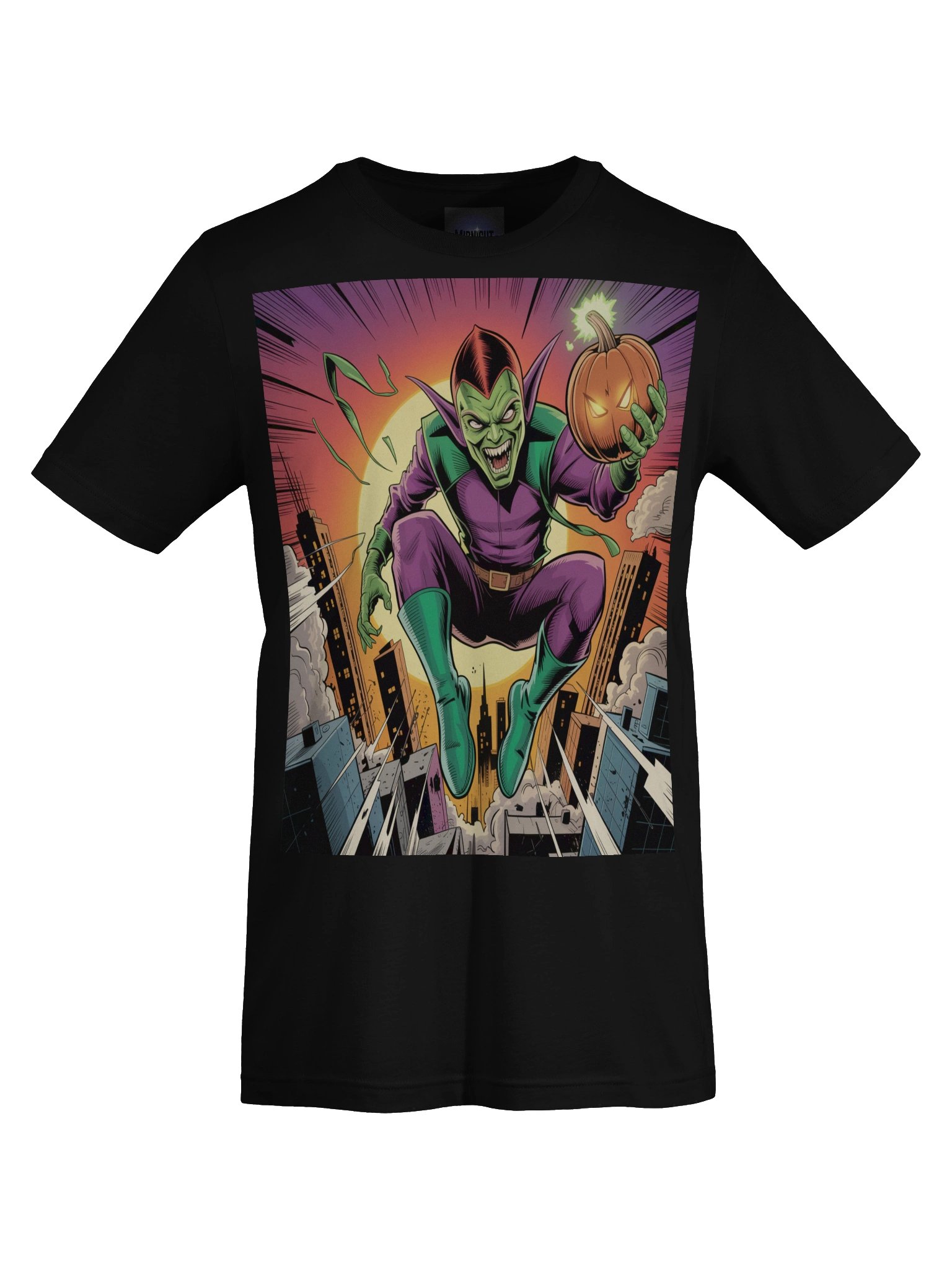 Green Goblin Twilight Terror Supersoft T-Shirt – Pumpkin Siege Sunset product image (1)