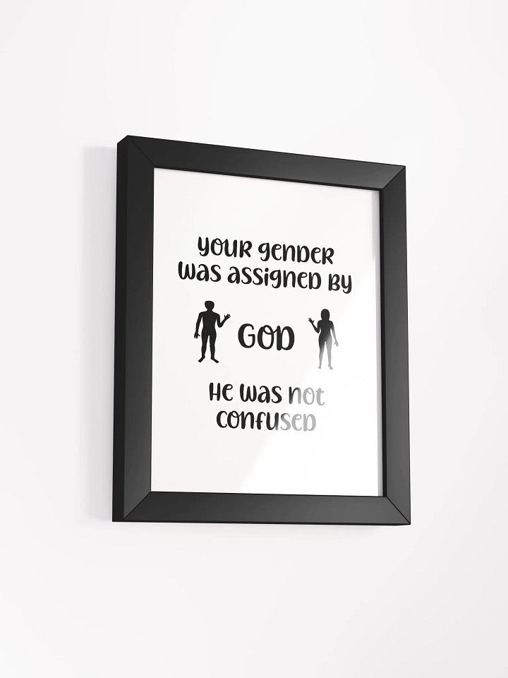Your Gender Was Assigned by GOD. Eco-Friendly Ayous Wood Framed Matte Poster product image (18)