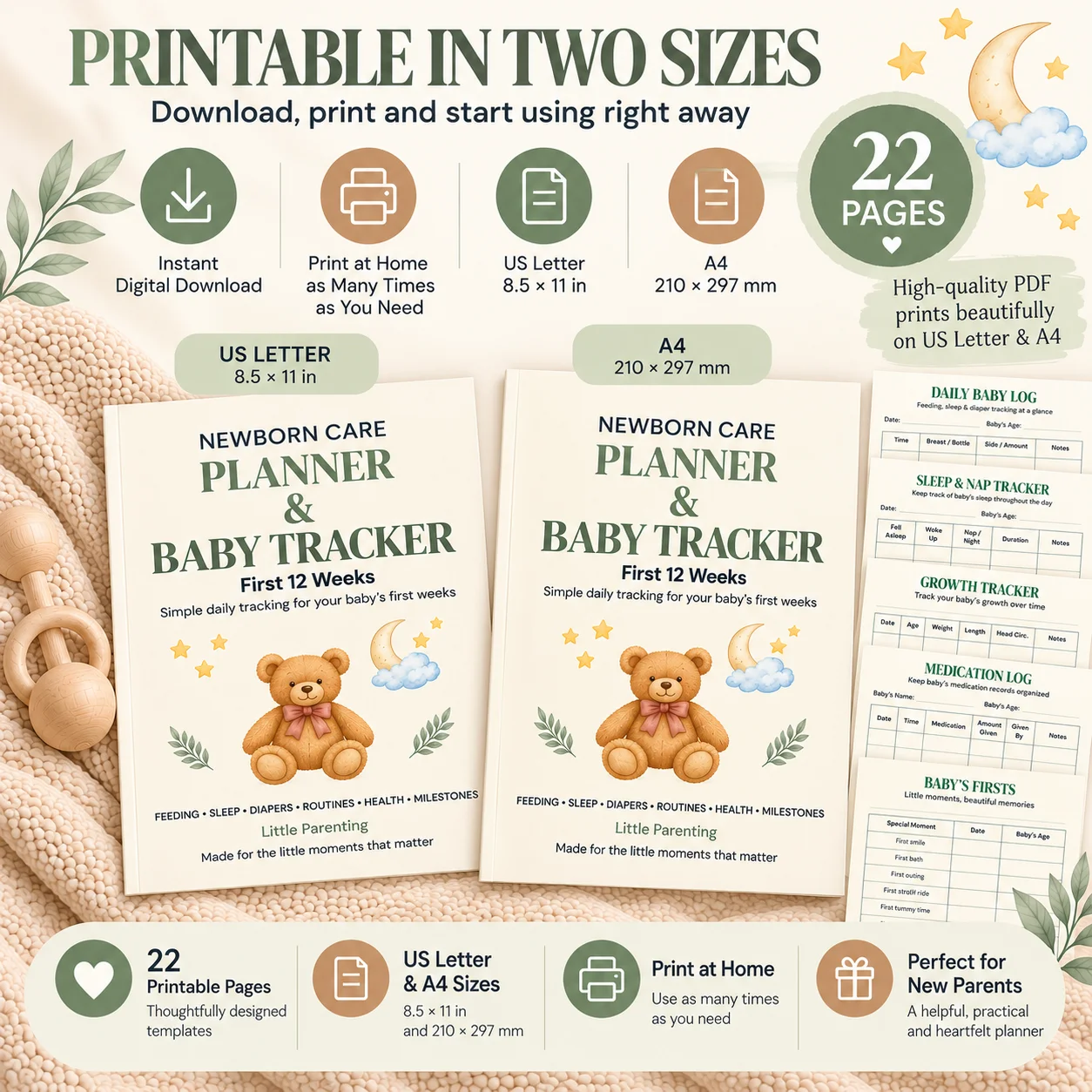Newborn Care Planner & Baby Tracker Printable | First 12 Weeks product image (6)