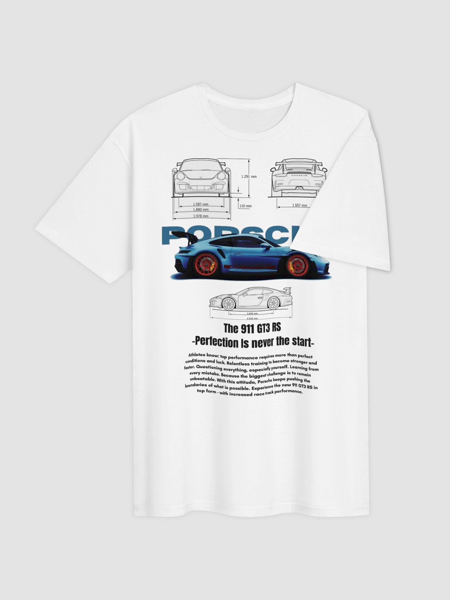 Porsche 911 GT3 RS T-Shirt | Blueprint Engineering Graphic Tee | Renn Sport Collector Motorsport Shirt product image (4)