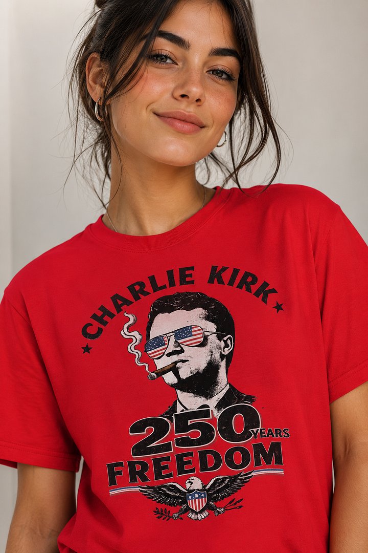Charlie Kirk Freedom 250 Cigar Shirt | Red Vintage USA Patriot Tee product image (1)