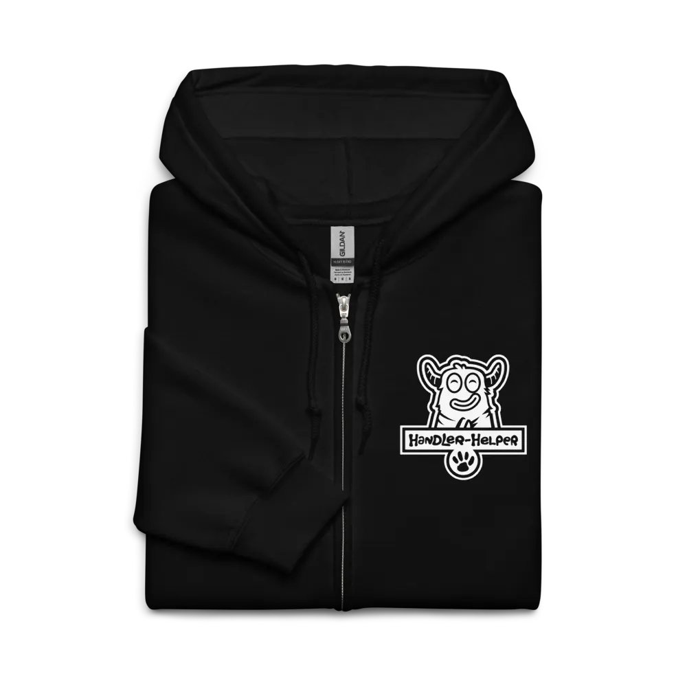 Handler-Helper Single Color Logo (White on Dark) Zip-up Hoodie product image (3)