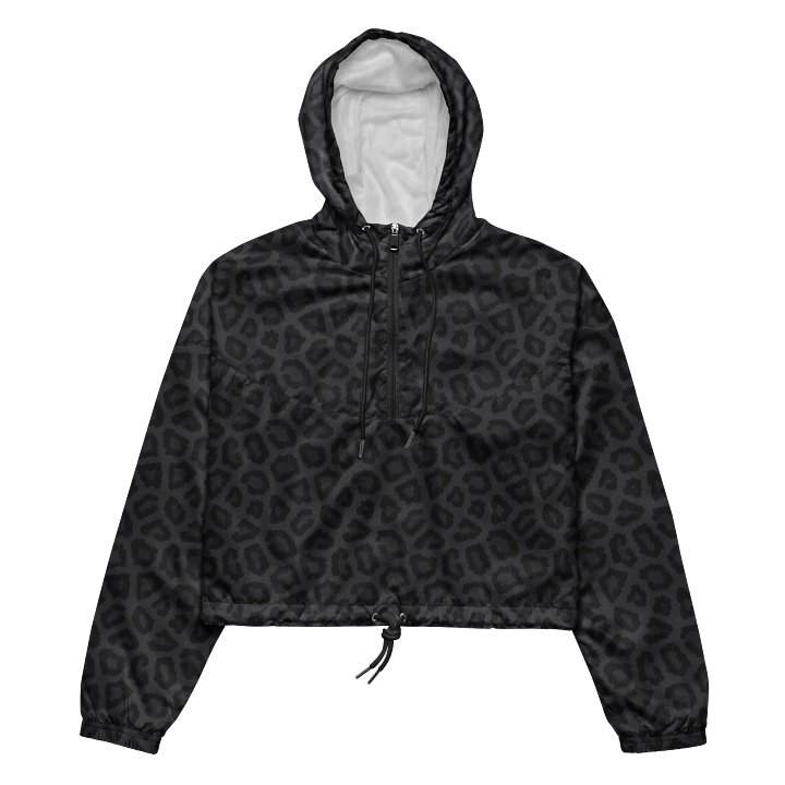Stylish Black Leopard Women's Cropped Windbreaker product image (2)