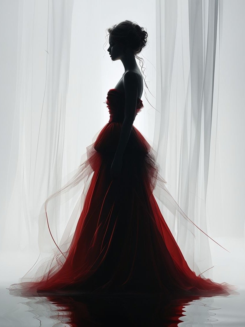 Elegant Red Dress Silhouette Poster product image (1)