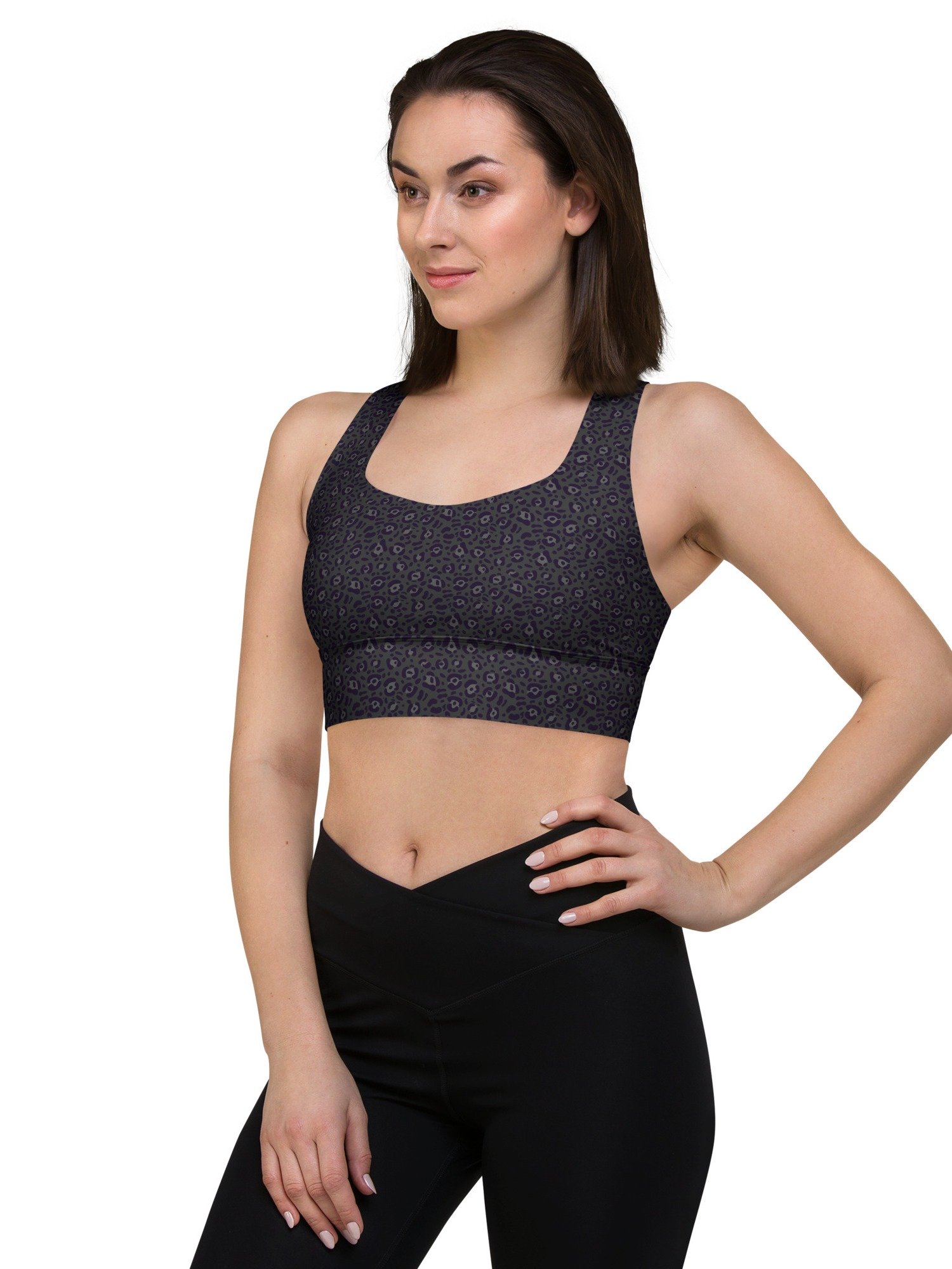 Comfortable Longline Sports Bra Bold Leopard Print product image (5)