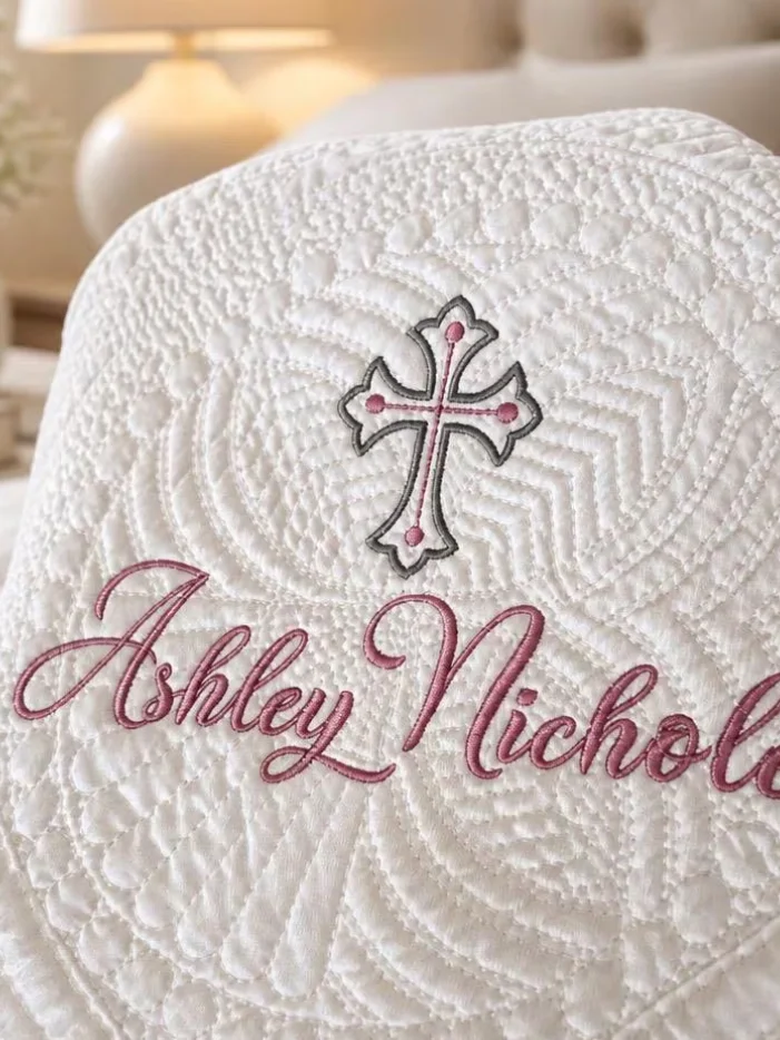 Personalized Quilt for Baptism: Embroidered Cotton Christening Gift product image (1)