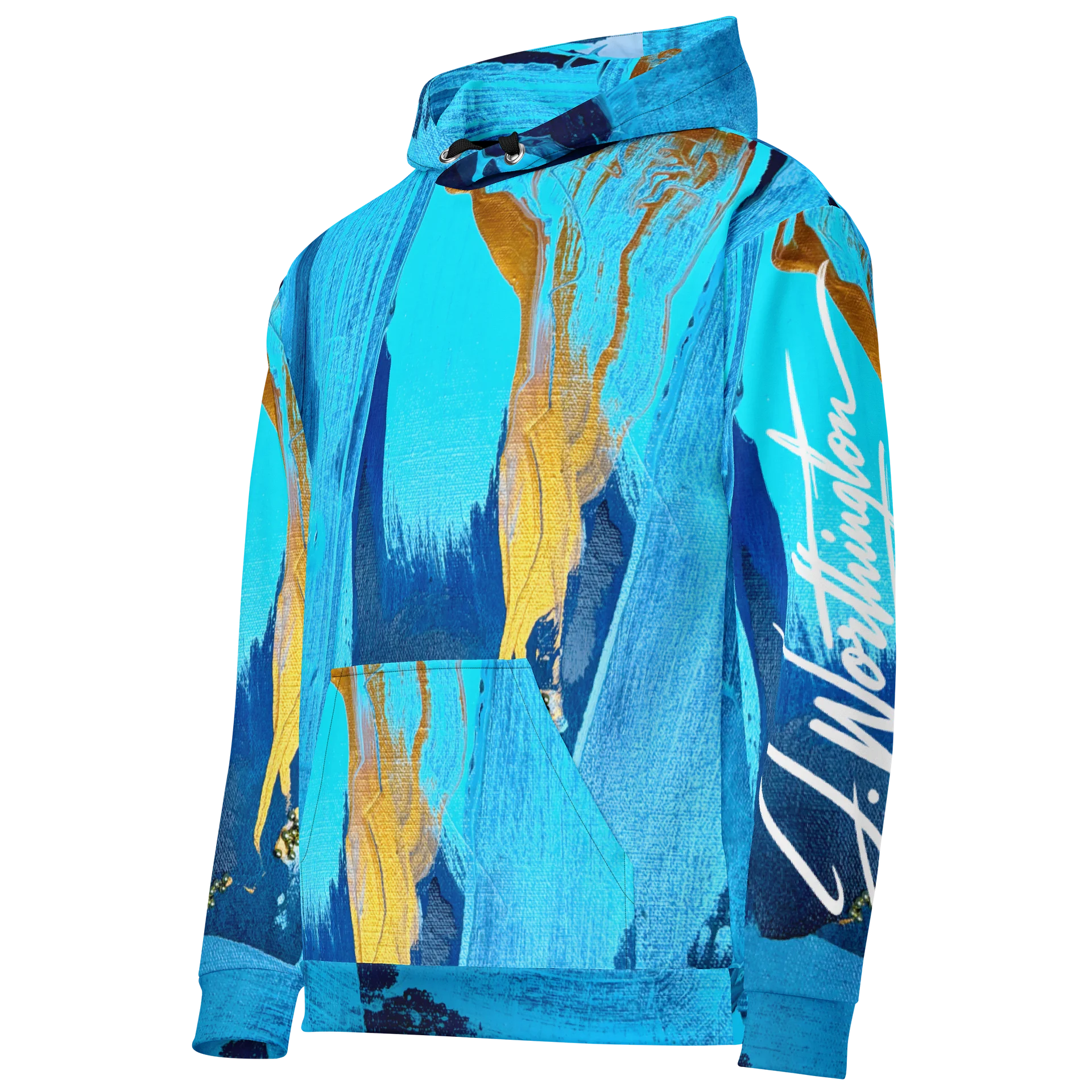 Blue Abstract Drip Art Hoodie product image (3)