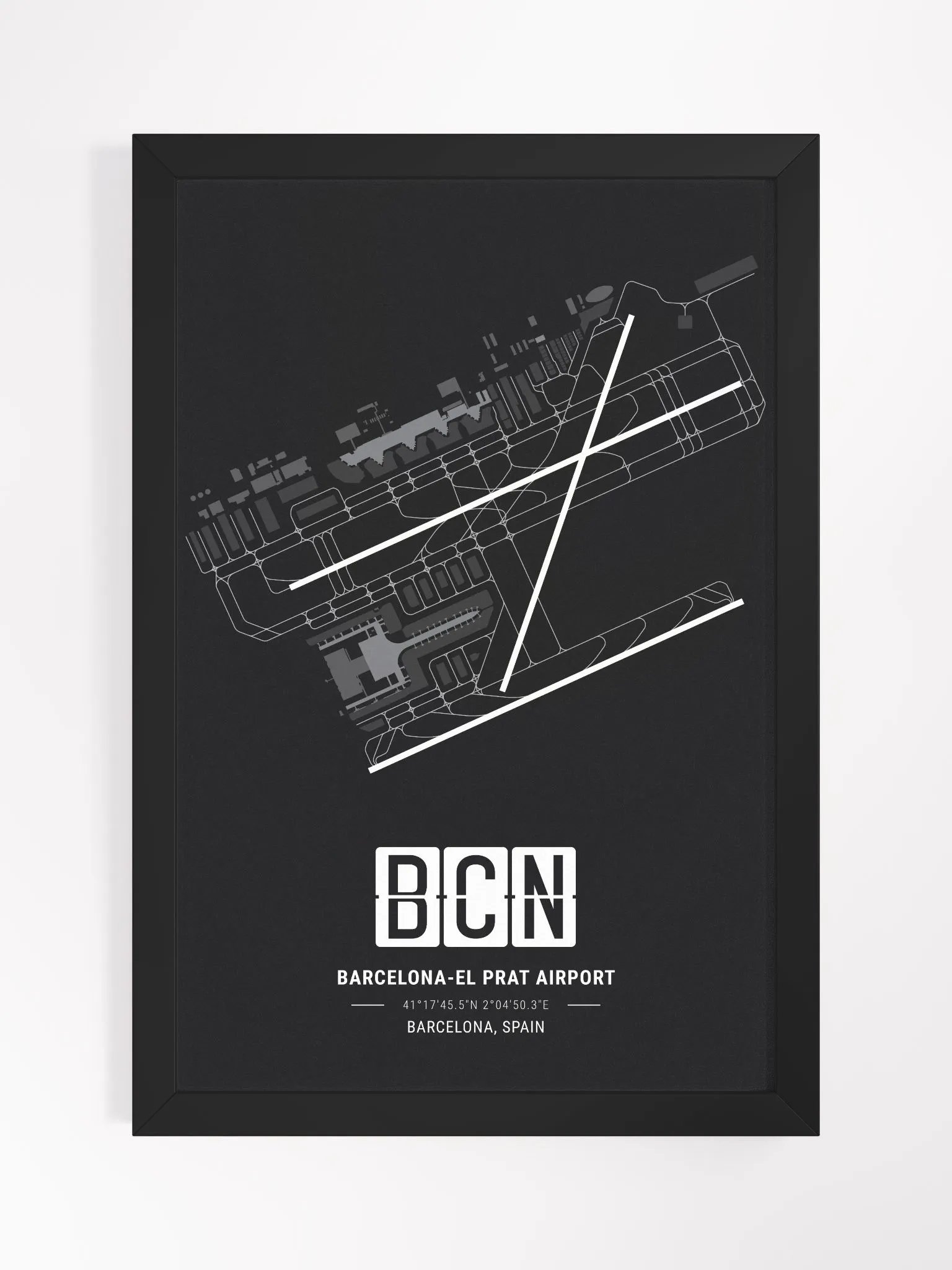 Framed Airport BCN Premium Map On Matt Paper product image (1)