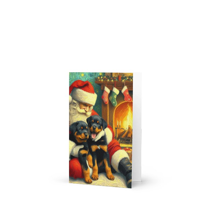 Rottweiler Santa's Paws Christmas Greeting Card product image (1)